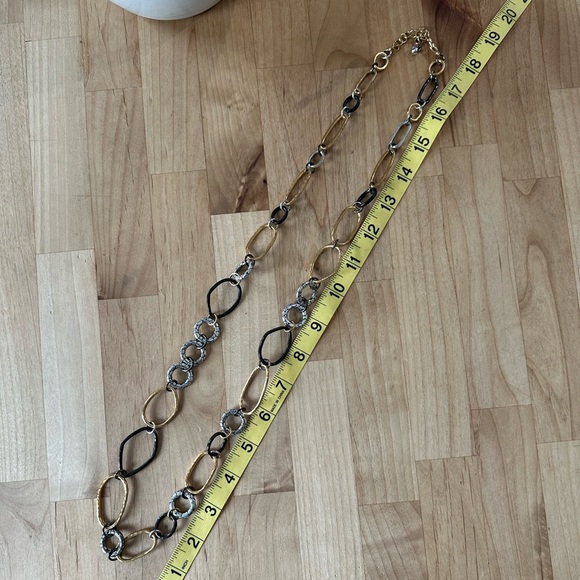 Long Brighton “Pebble Mixed Metal” Necklace - Picture 3 of 6